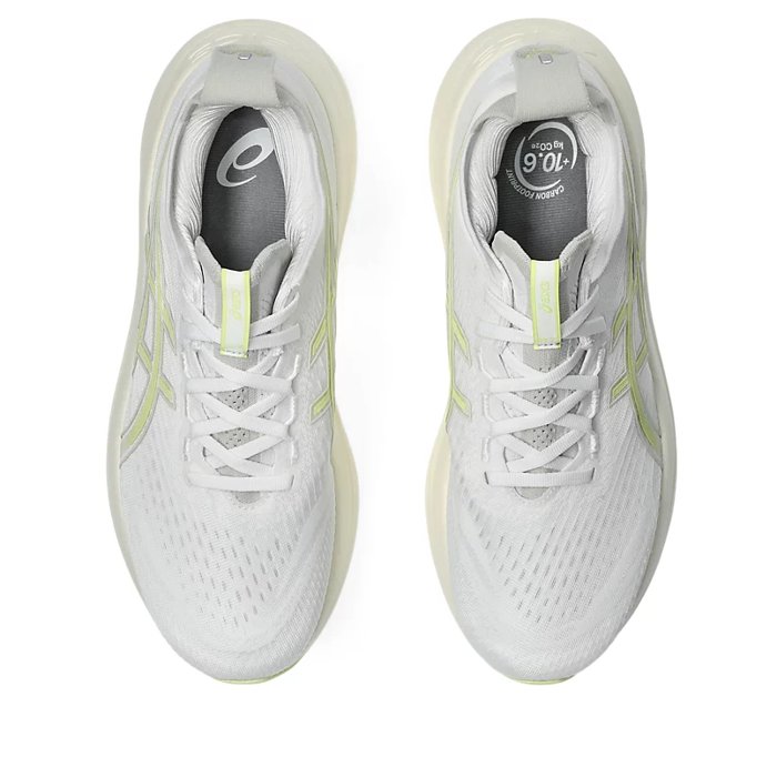 Asics Gel Nimbus 27 - Mens Running Shoes - White/Huddle Yellow