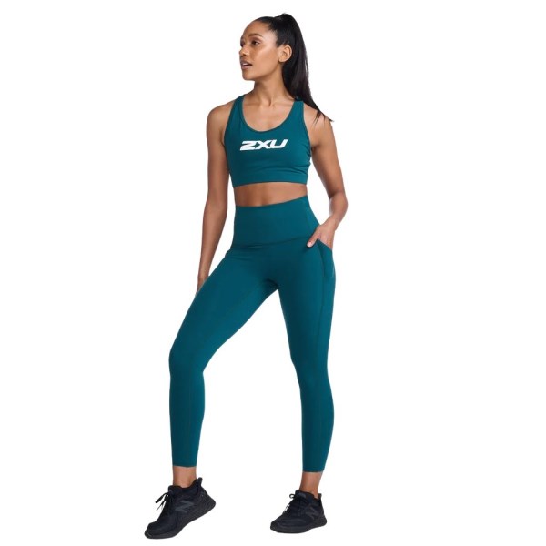 2XU Form Stash Hi-Rise Womens Compression Tights - Deep Jade/Deep Jade