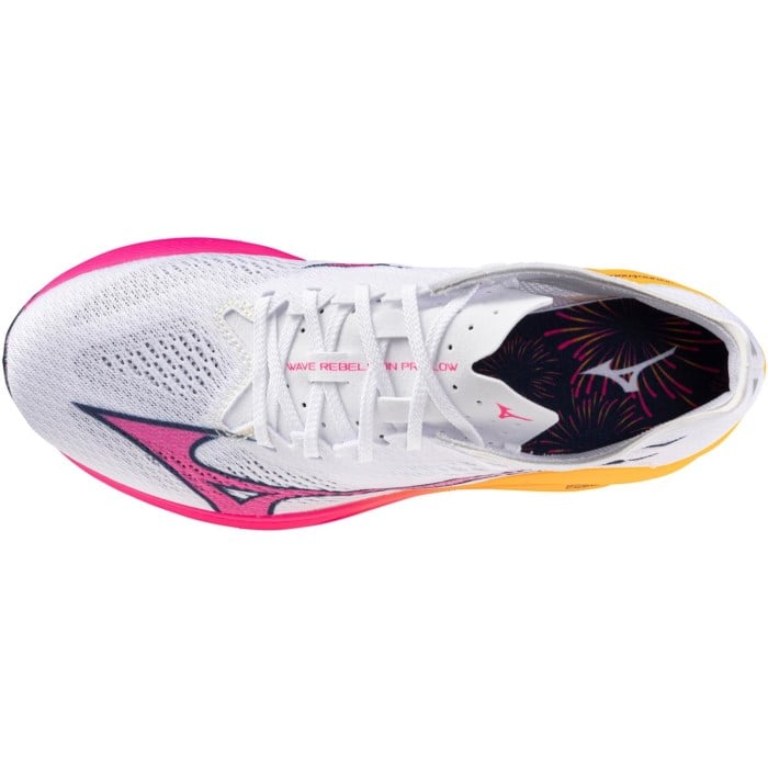 Mizuno Wave Rebellion Pro Low Hanabi - Unisex Racing Shoes - White/Pink Tetra/Tang Orange