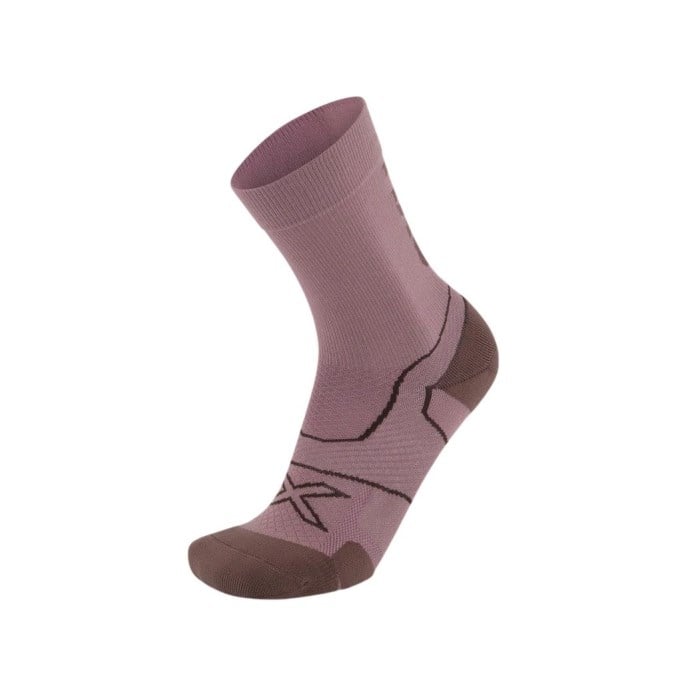 2XU Vectr Cushion Crew - Unisex Running Socks - Musk/Currant