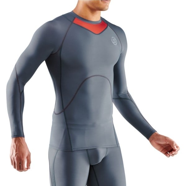 Skins Series-3 Mens Compression Long Sleeve Top - Charcoal