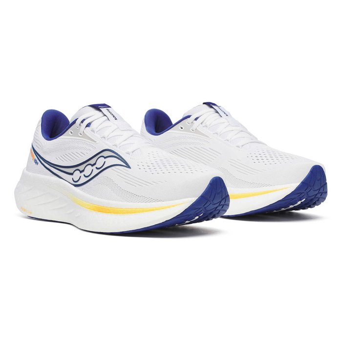 Saucony Ride 18 - Mens Running Shoes - White/Azurite