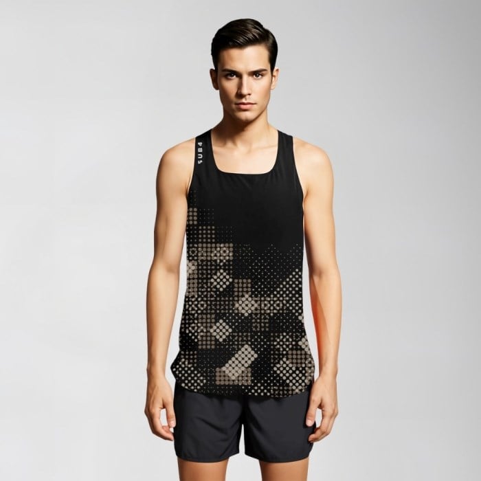 Sub4 Elite Running Singlet - Urban Grid Black