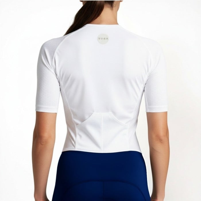 SUB4 Womens Sleeved Triathlon Speedsuit - Action White-Navy