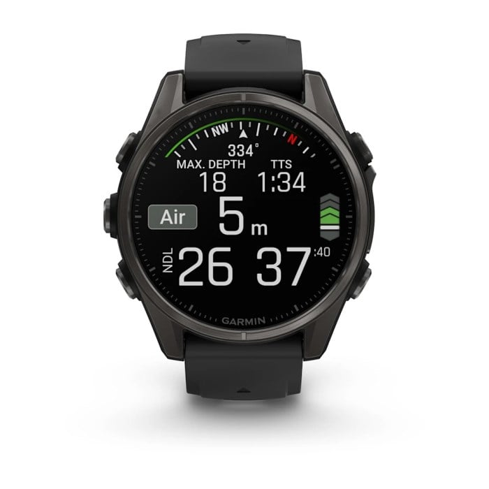 Garmin fenix 8 43mm Premium Multisport Smartwatch - Sapphire/Carbon Grey DLC Titanium with