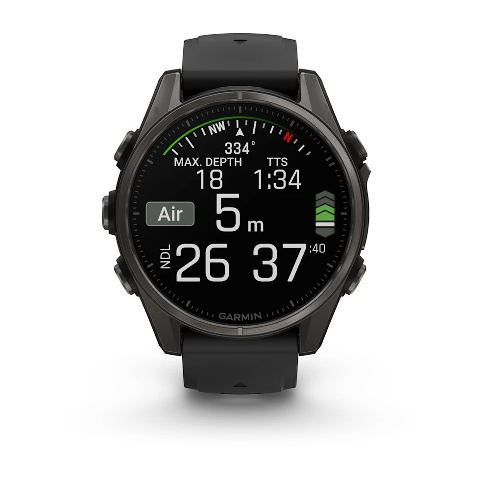 Garmin fenix 8 43mm Premium Multisport Smartwatch - Sapphire/Carbon Grey DLC Titanium with