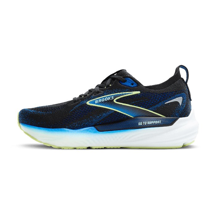 Brooks Glycerin GTS 22 - Mens Running Shoes - Black/Cobalt/Neo Yellow