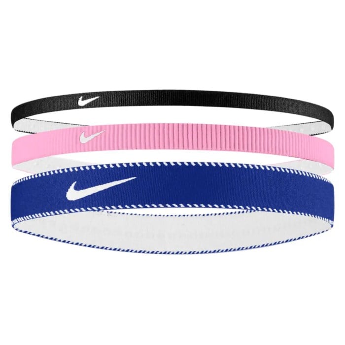 Nike Flex Classic Mixed Width Headband - 3 Pack - Black/Pink Rise/White