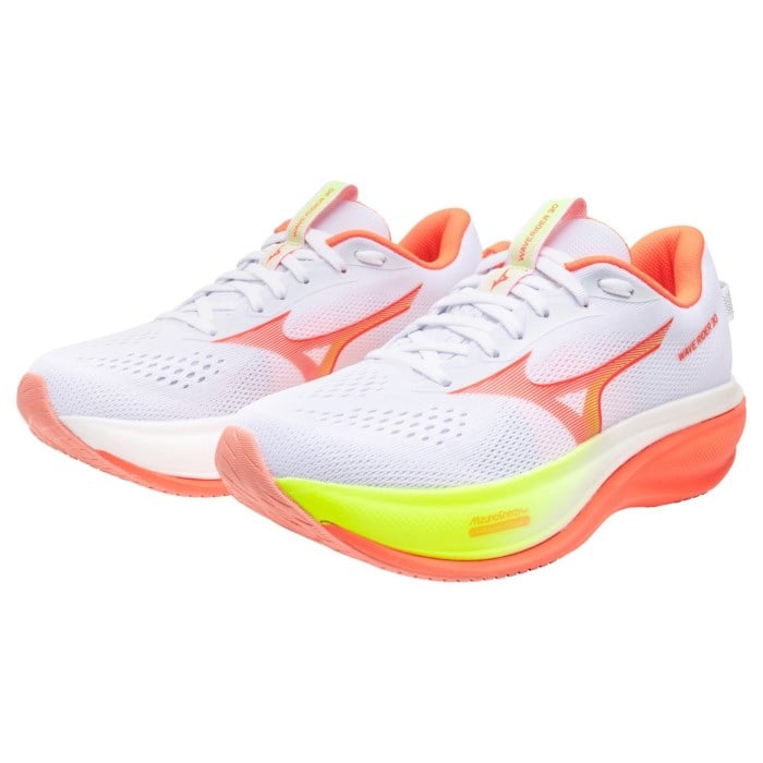 Mizuno Wave Rider 30 - Womens Running Shoes - White/Flamingo Coral/Lime Pulp - image 8