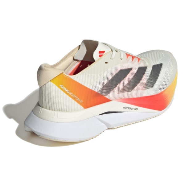 Adidas Adizero Boston 12 - Womens Running Shoes - Ivory/Iron Metallic/Solar Red