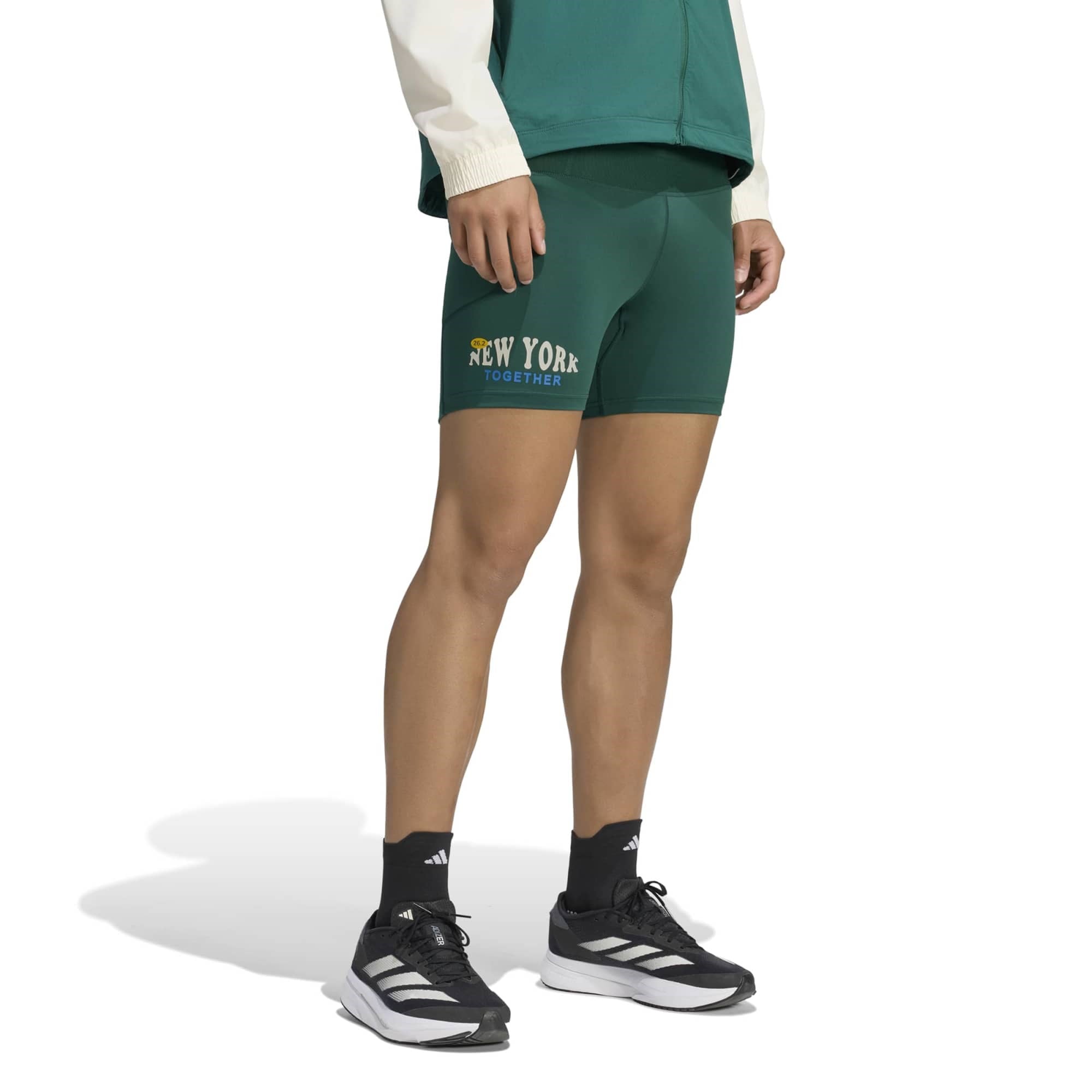 adidas Adizero NYC Mens Running Short Tights - Collegiate Green