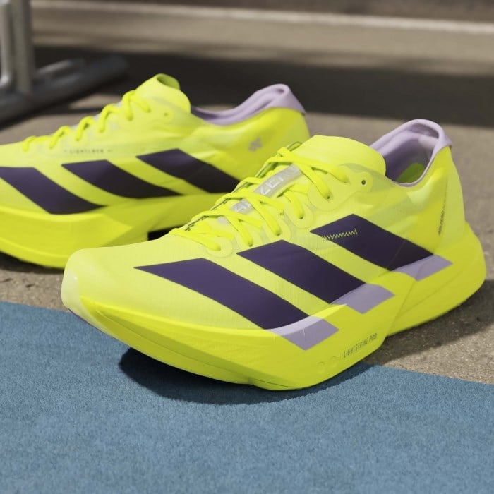 adidas Adizero Adios Pro 4 - Mens Racing Shoes - Solar Yellow/Aurora Plum/Powder Plum