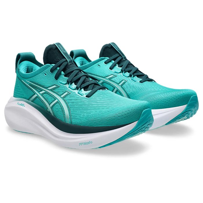 Asics Gel Nimbus 27 - Mens Running Shoes - Wave Teal/Saxon Green