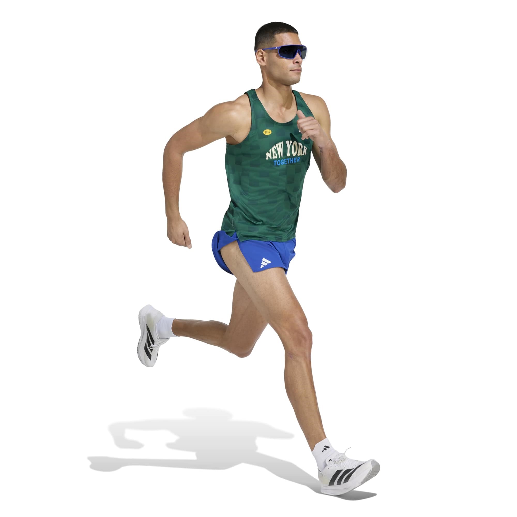 adidas Adizero NYC Mens Running Singlet - College Green/Aurora Ivy - image 5