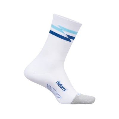 Feetures Elite Light Cushion Mini Crew Running Socks - White Track