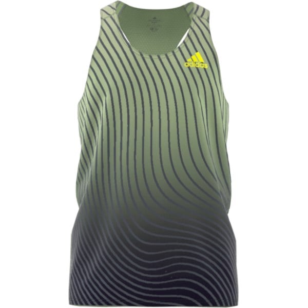 adidas Adizero Mens Running Tank Top - Carbon/Magic Lime