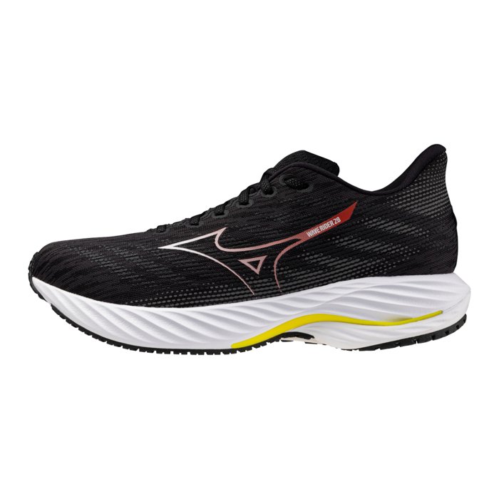Mizuno Wave Rider 28 - Mens Running Shoes - Black/White/Evening Primrose