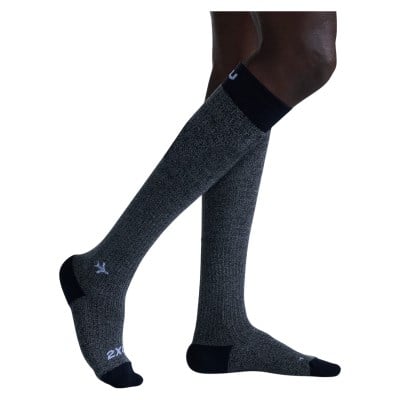 2XU Flight Bamboo Charcoal Unisex Compression Socks - Grey Marle/White