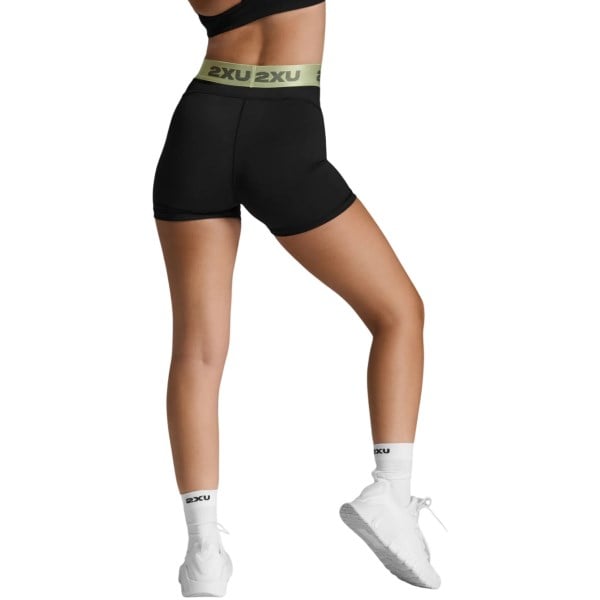 2XU Womens Everyday Compression 3 inch Shorts - Black/Cool Matcha