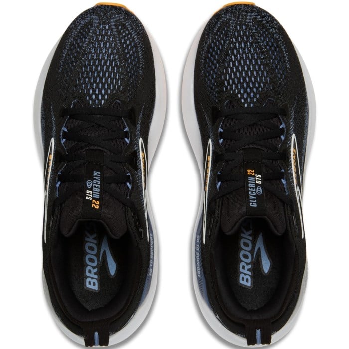 Brooks Glycerin GTS 22 - Mens Running Shoes - Black/Country Blue/Orange Pop