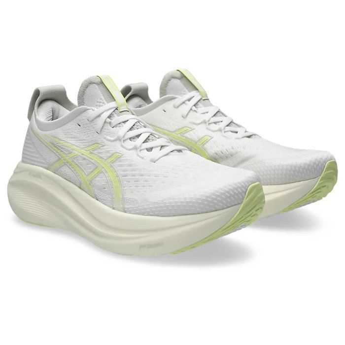 Asics Gel Nimbus 27 - Mens Running Shoes - White/Huddle Yellow