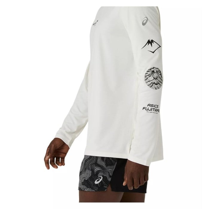 Asics FujiTrail Mens Logo Long Sleeve Top - Cream - image 5