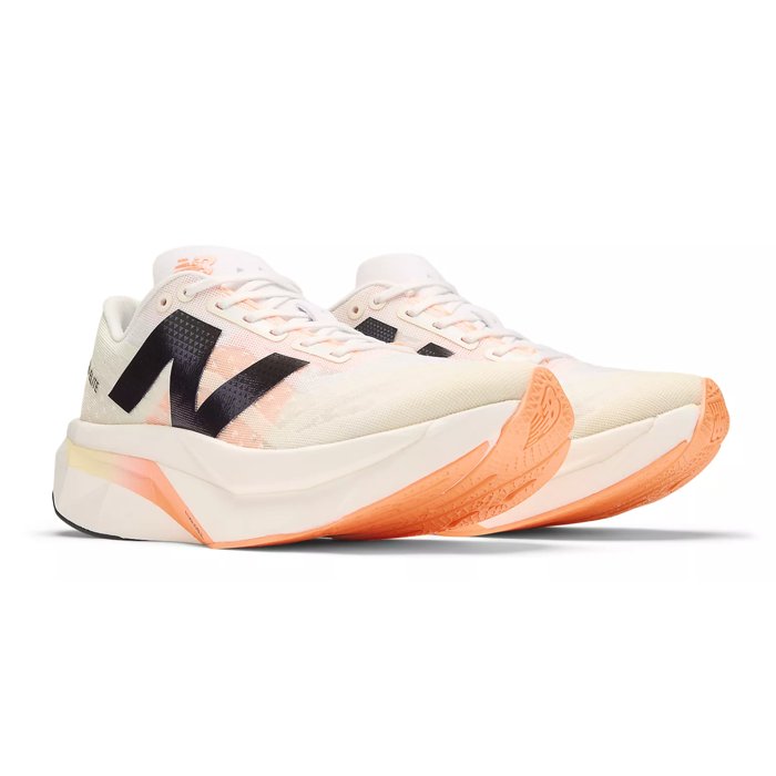New Balance FuelCell SuperComp Elite v4 - Womens Road Racing Shoes - White/Angora/Hot Mango