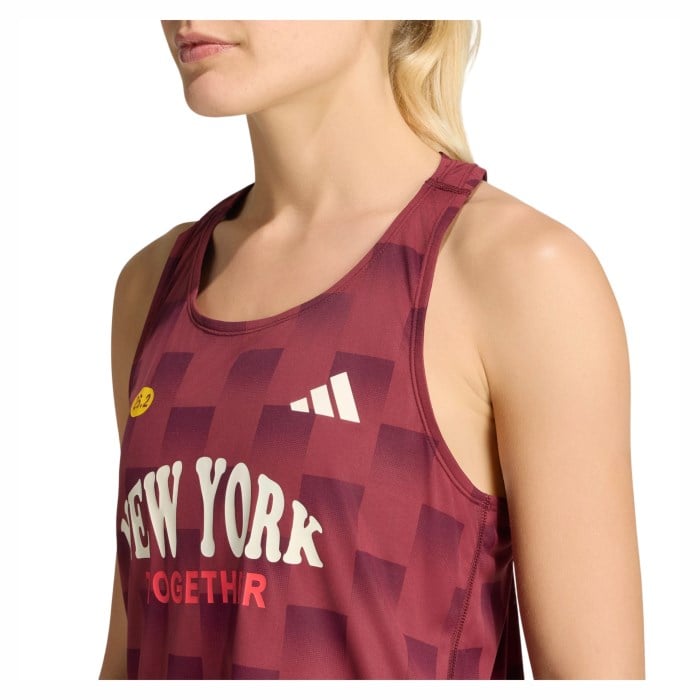 Adidas Adizero New York Womens Running Singlet - Shared/Maroon - image 4