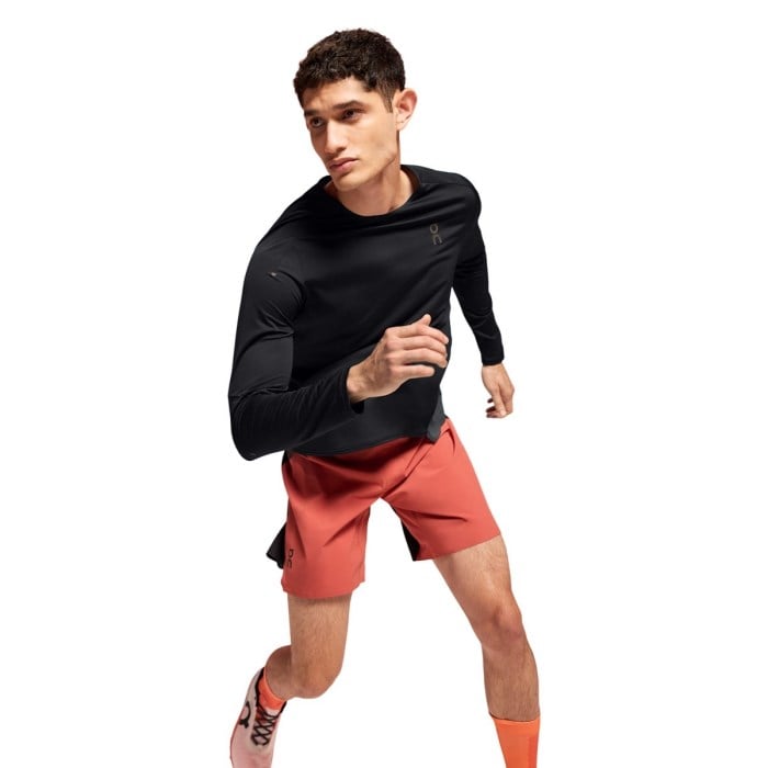 On Running Performance Long-T Mens Running Top - Black/Eclipse
