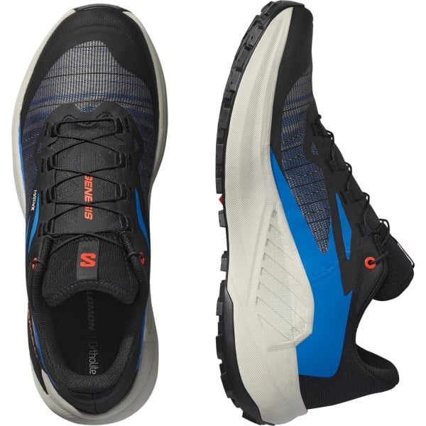 Salomon Genesis - Mens Trail Running Shoes - Black/French Blue/Cherry Tomato