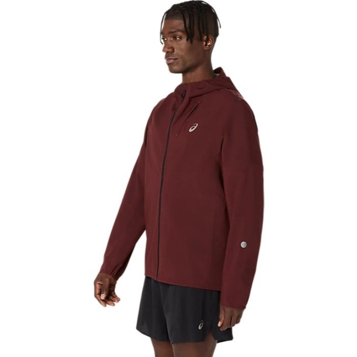 Asics MetaRun Mens Waterproof Running Jacket - Dark Red Planet
