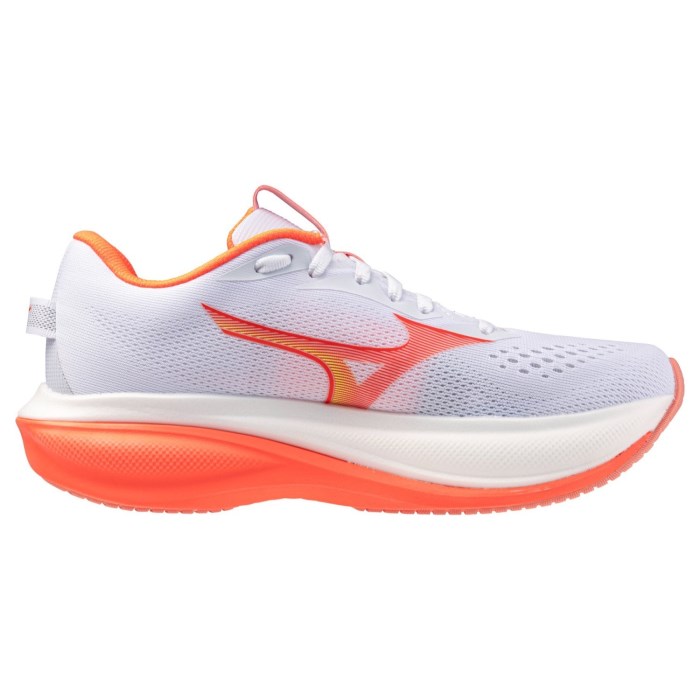 Mizuno Wave Rider 30 - Womens Running Shoes - White/Flamingo Coral/Lime Pulp - image 2