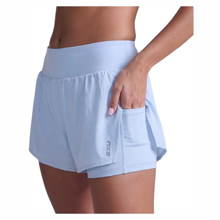 2XU Womens Aero Hi-Rise 2-in-1 3in Shorts - Bay/Bay Reflective - image 6