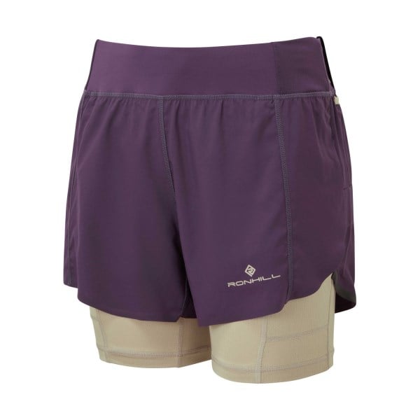 Ronhill Tech Ultra Womens Twin Running Shorts - Nightshade/Latte