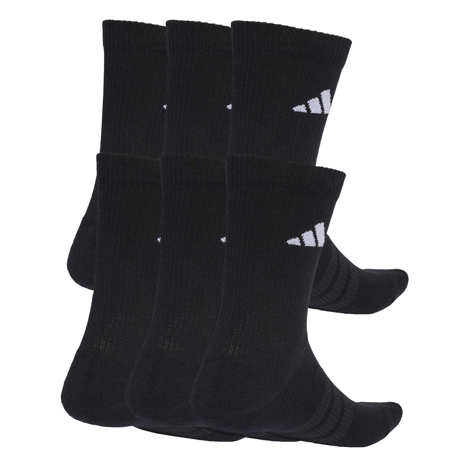 adidas Unisex Cushioned Crew Socks - 6 Pack - Black/Black/White - image 2