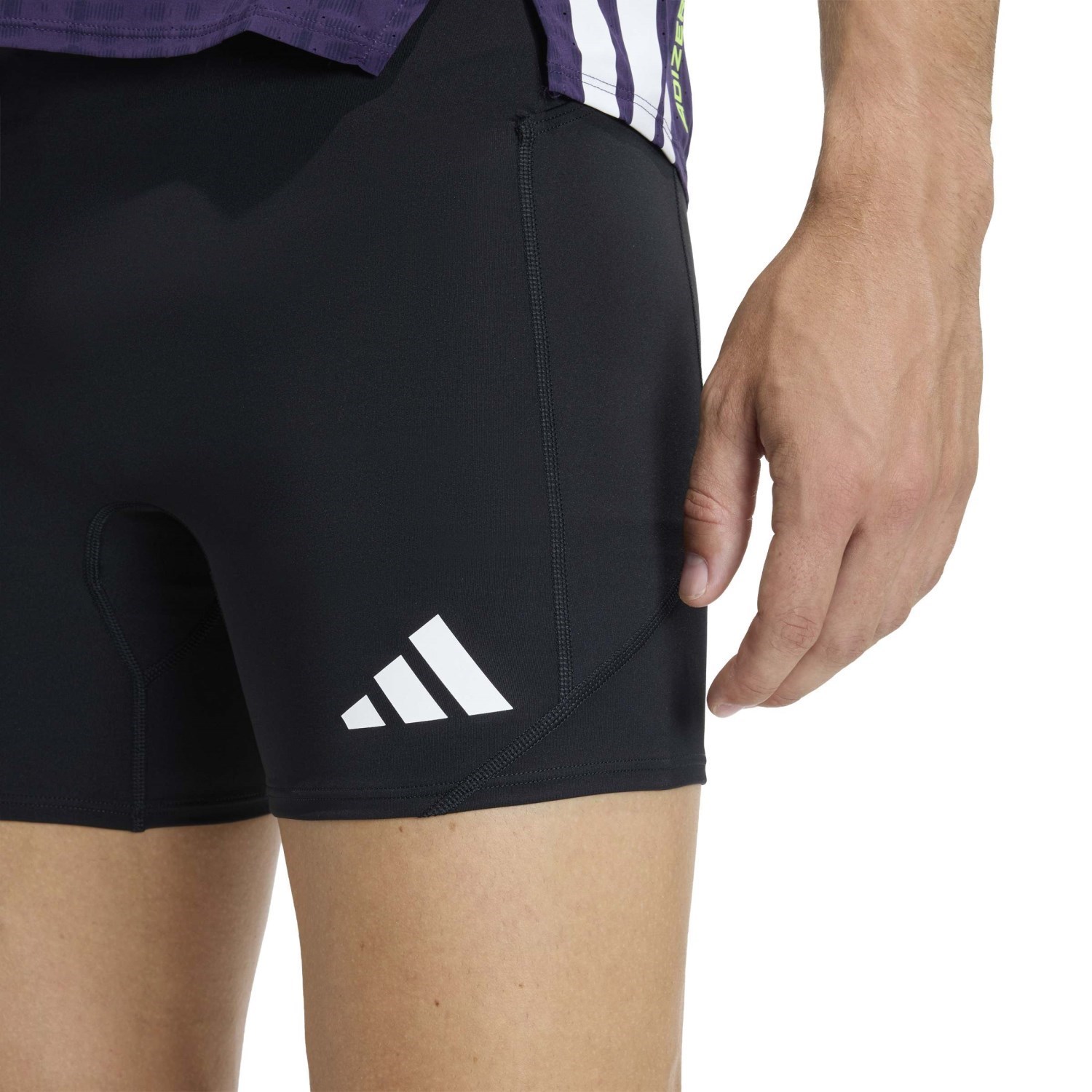 adidas Adizero Mens 7 Inch Running Short Tights with Pockets - Black - image 3