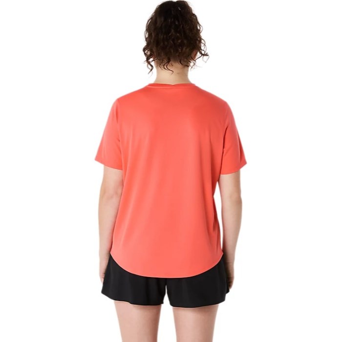 Asics Silver Short Sleeve Running T-Shirt - Womens Running Clothing - Coral Reef