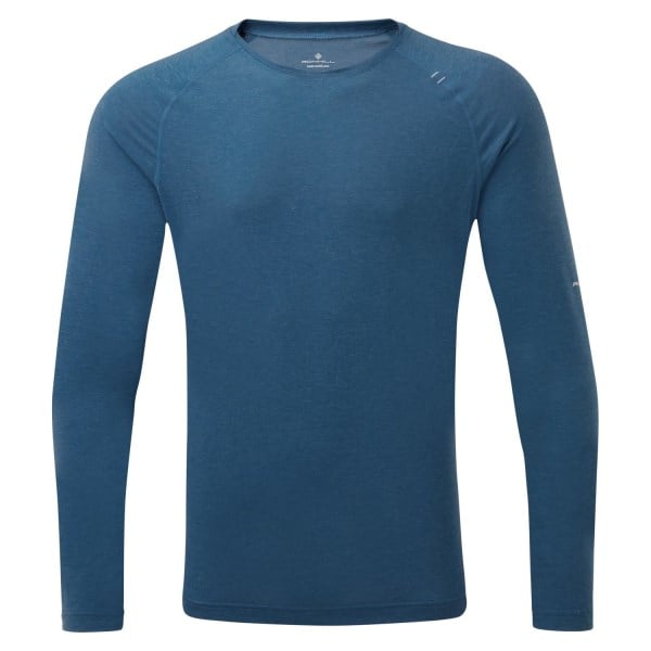 Ronhill Life Tencel Mens Long Sleeve Running T-Shirt - Admiral Marl/Limestone
