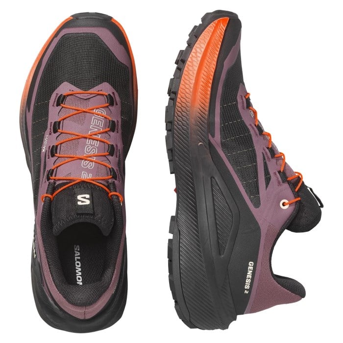 Salomon Genesis 2 - Womens Trail Running Shoes - Huckleberry/Black/Red Orange - image 3