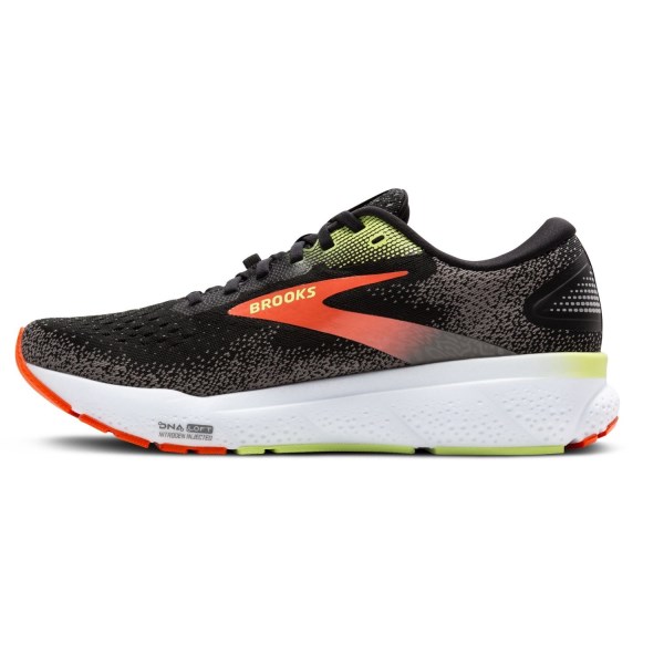 Brooks Ghost 16 GTX - Mens Running Shoes - Black/Mandarin Red/Green