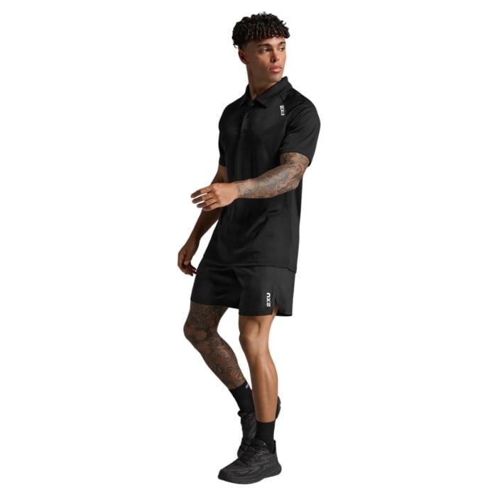 2XU Aspire Mens Polo T-Shirt - Black/White