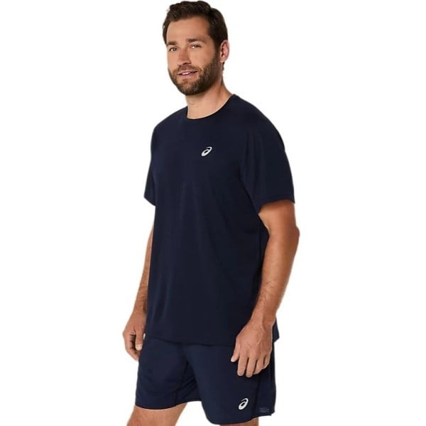 Asics Silver Mens Short Sleeve Running T-Shirt - Midnight