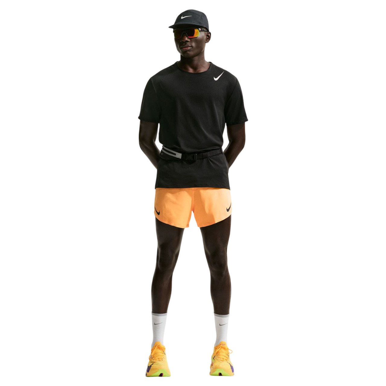 Nike AeroSwift ADV 4 Inch Brief-Lined Mens Running Shorts - Laser Orange/Black