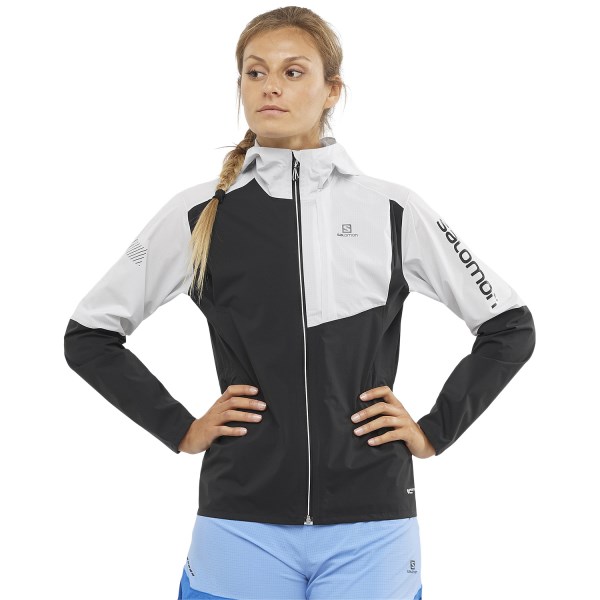 Salomon Bonatti Trail Waterproof Womens Running Jacket - Black/White