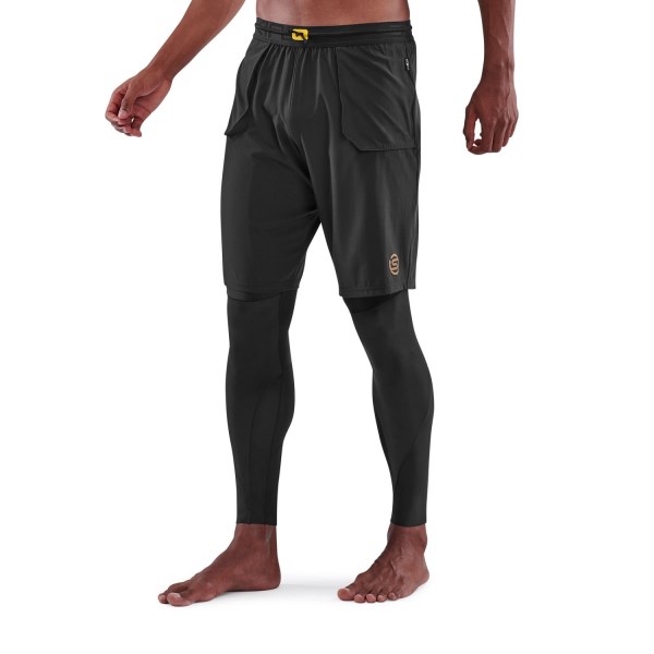 Skins Series-5 Travel and Recovery Mens Compression Long Tights - Black