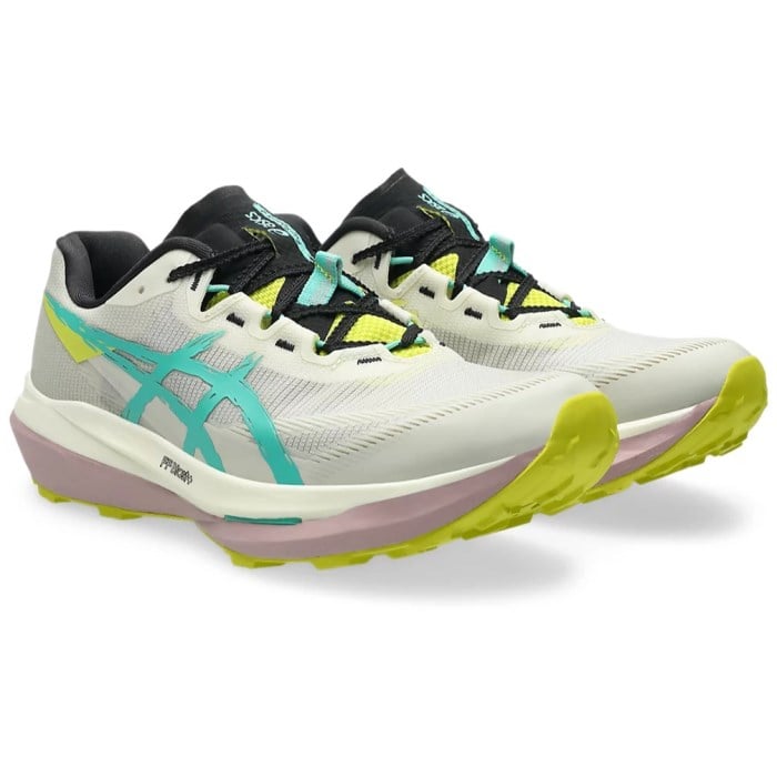 Asics Fuji Speed 4 - Mens Trail Running Shoes - Light Dust/Aurora Green