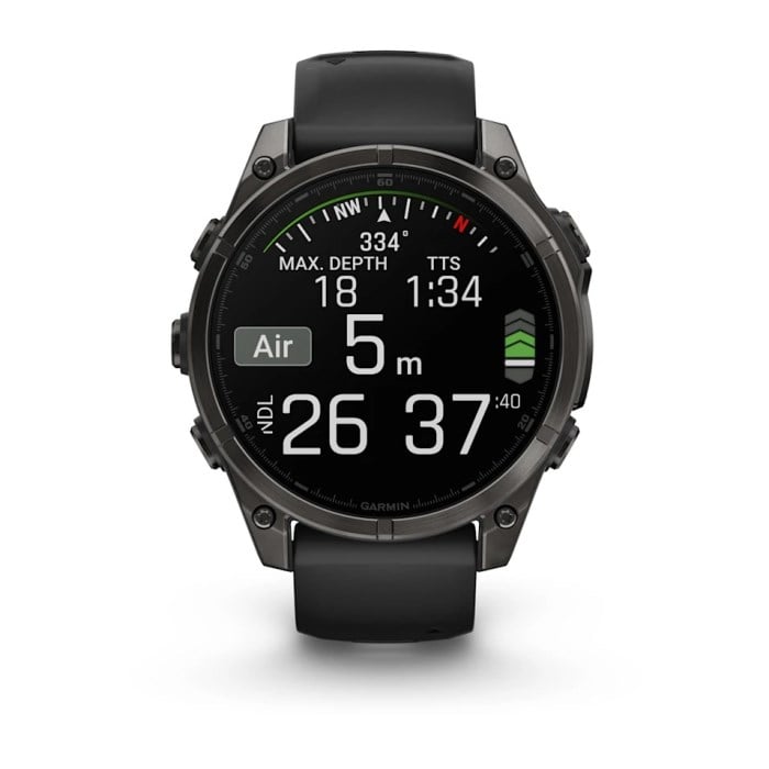 Garmin Fenix 8 47mm AMOLED Sapphire Edition Titanium Watch - Carbon Gray DLC Titanium with - Carbon Gray DLC Titanium with Black/Pebble Grey Silicone Band - image 11