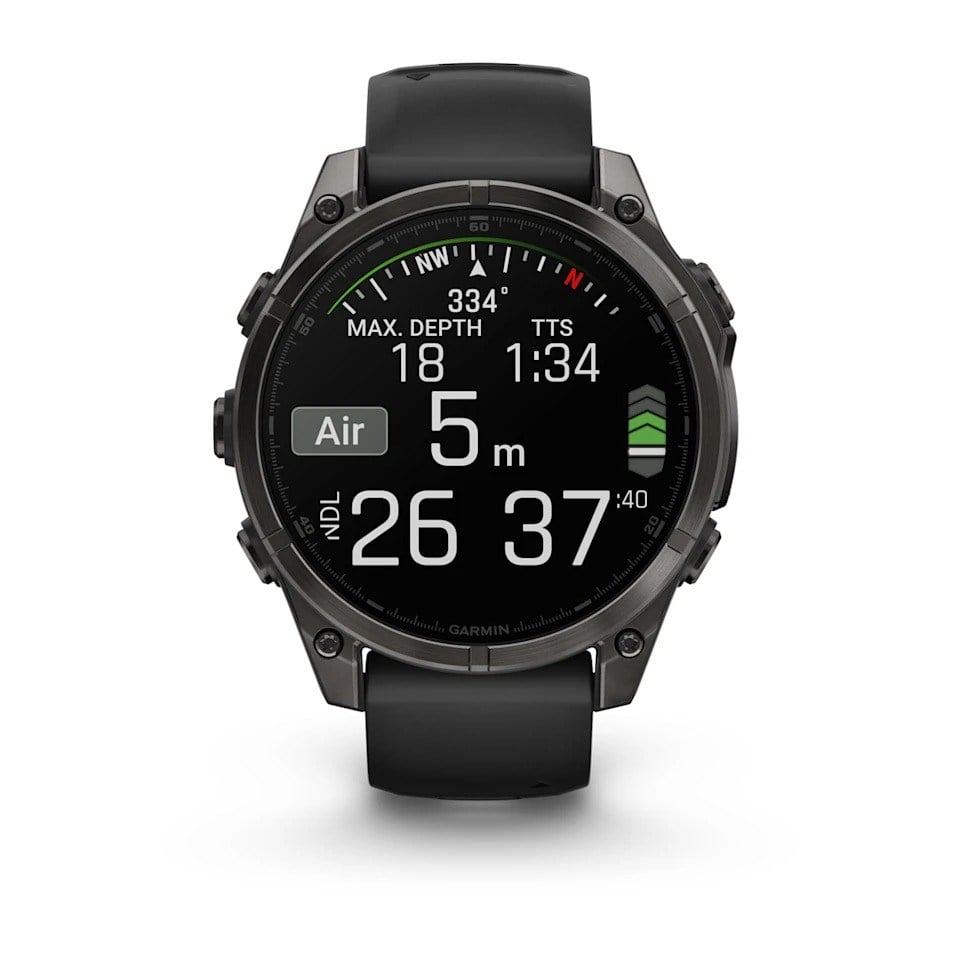 Garmin Fenix 8 47mm AMOLED Sapphire Edition Titanium Watch - Carbon Gray DLC Titanium with - Carbon Gray DLC Titanium with Black/Pebble Grey Silicone Band - image 11