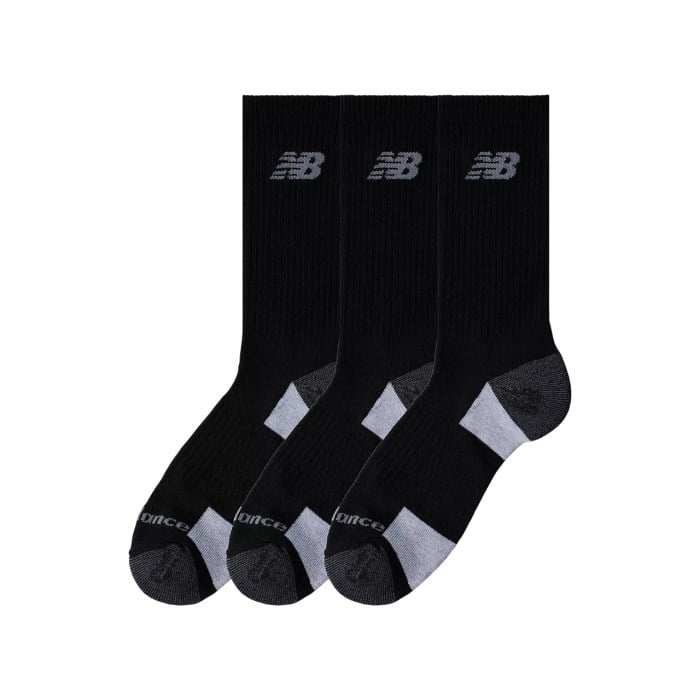 New Balance Performance Cushioned Crew Socks - 3 Pack - Black