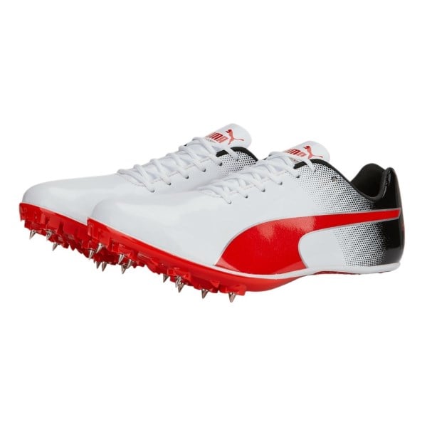 Puma evoSpeed Sprint 14 - Unisex Track Sprint Spikes - White/Black/Red